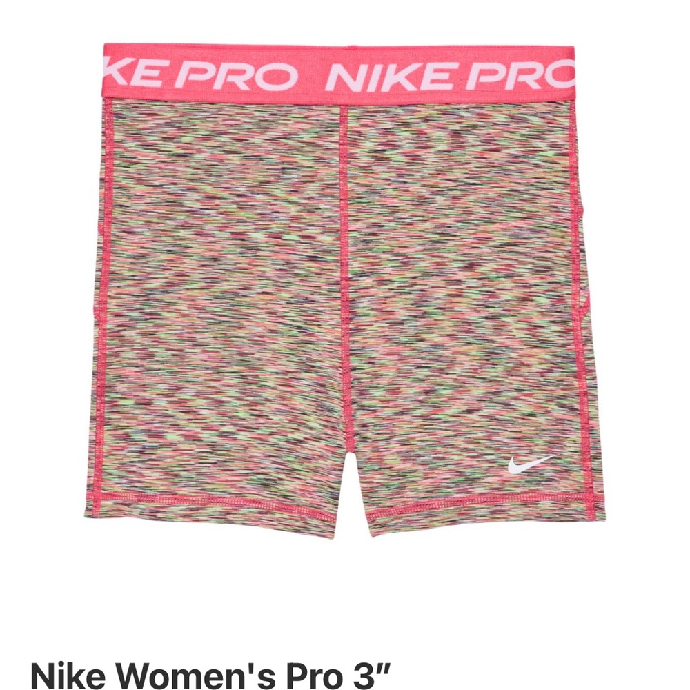 Nike Women's Pro Multicolor Shorts with Pink Waistband